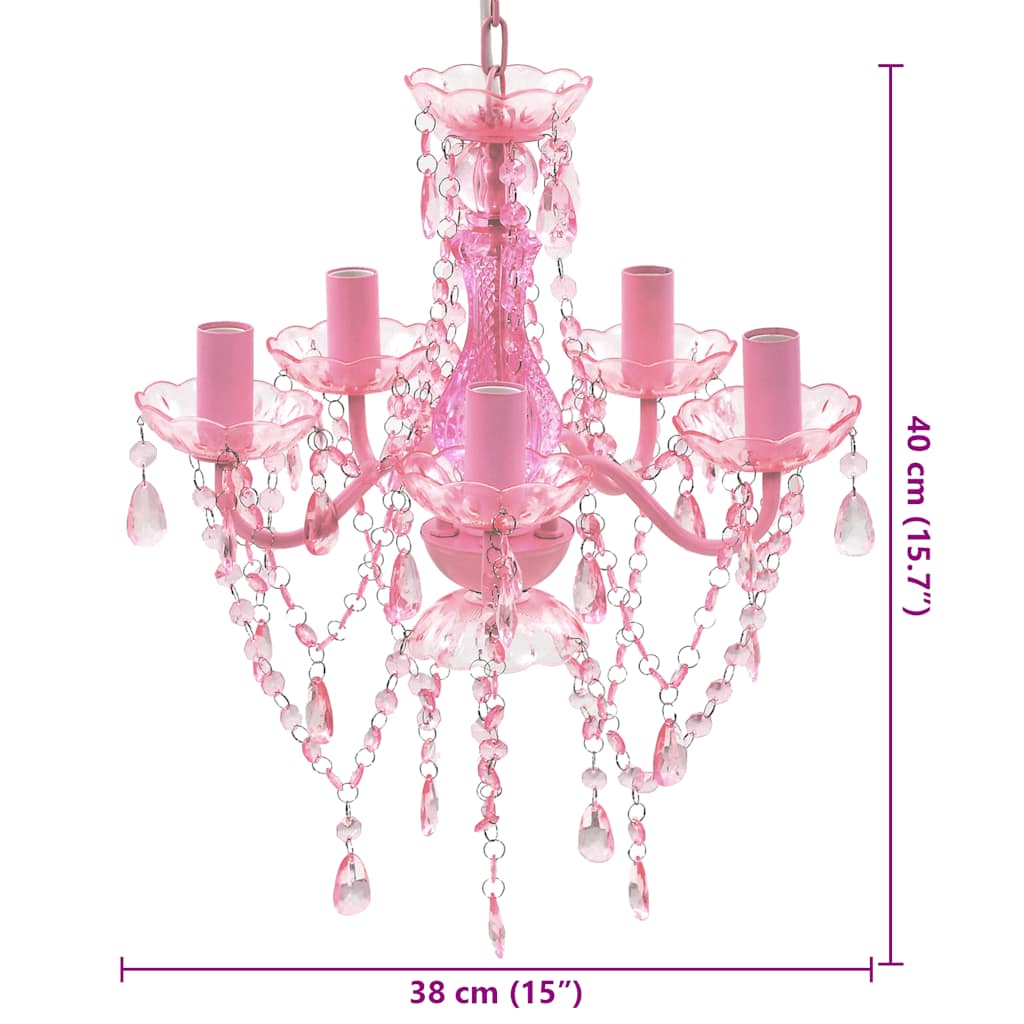 Kronleuchter 5 Glühbirnen Rosa