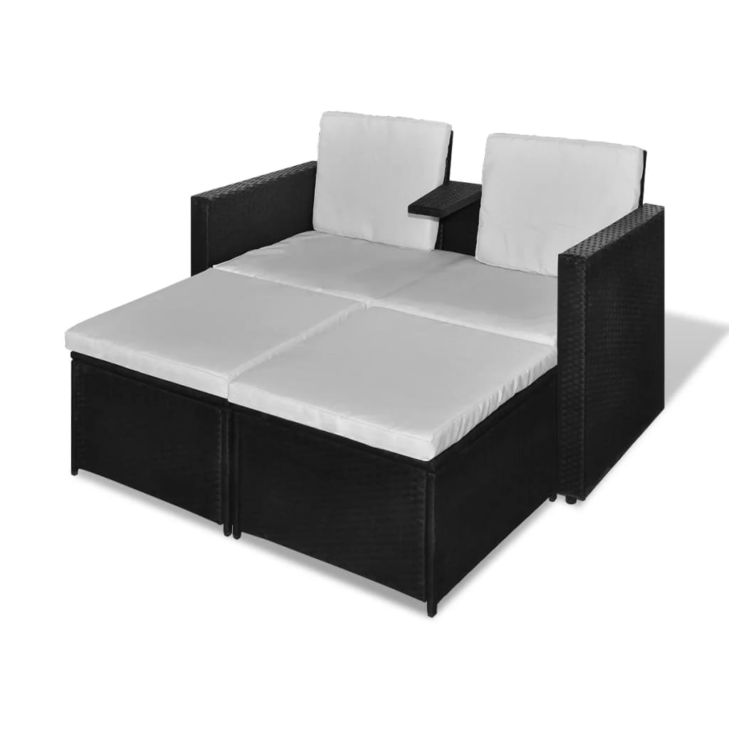 4-delt Have Lounge Sæt med Puder Poly Rattan Sort