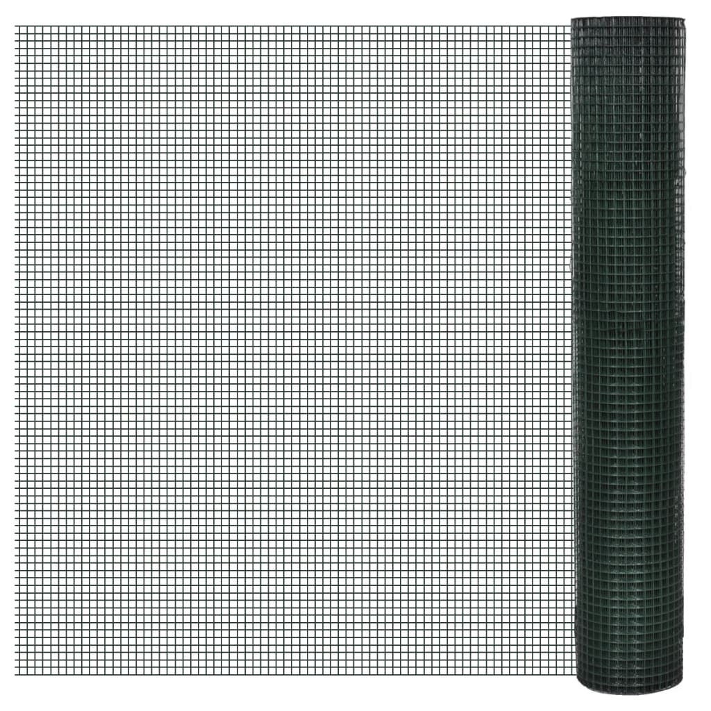 Drahtzaun für Hühner Verzinkt mit PVC-Beschichtung 10x1 m Grün