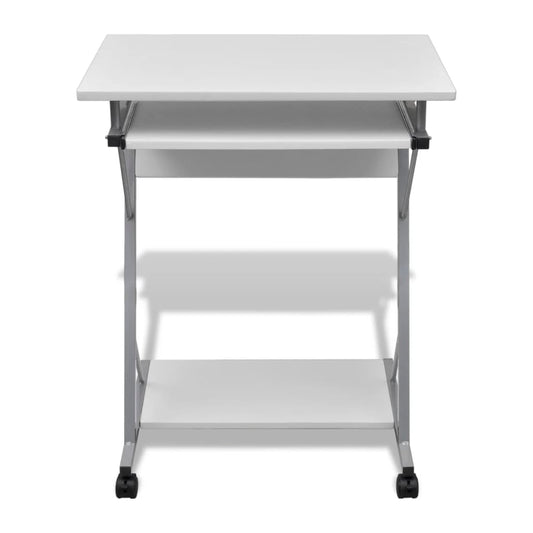 Computertisch Computerwagen PC Tisch Bürotisch Laptop auf Rollen weiß