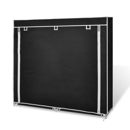 Stoff Schuhschrank mit Abdeckung 115 x 28 x 110 cm Schwarz