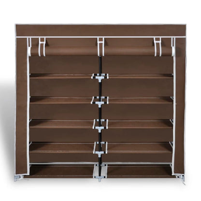 Stoff Schuhschrank mit Abdeckung 115 x 28 x 110 cm Braun