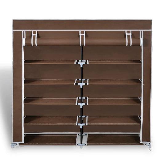 Stoff Schuhschrank mit Abdeckung 115 x 28 x 110 cm Braun