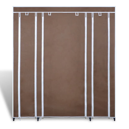 Stoffschrank mit Fächern und Stangen 45×150×176 cm Braun