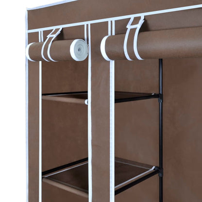 Stoffschrank mit Fächern und Stangen 45×150×176 cm Braun
