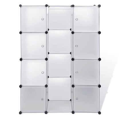 Modularer Schrank mit 9 Fächern 109x36,5x143 cm Weiß