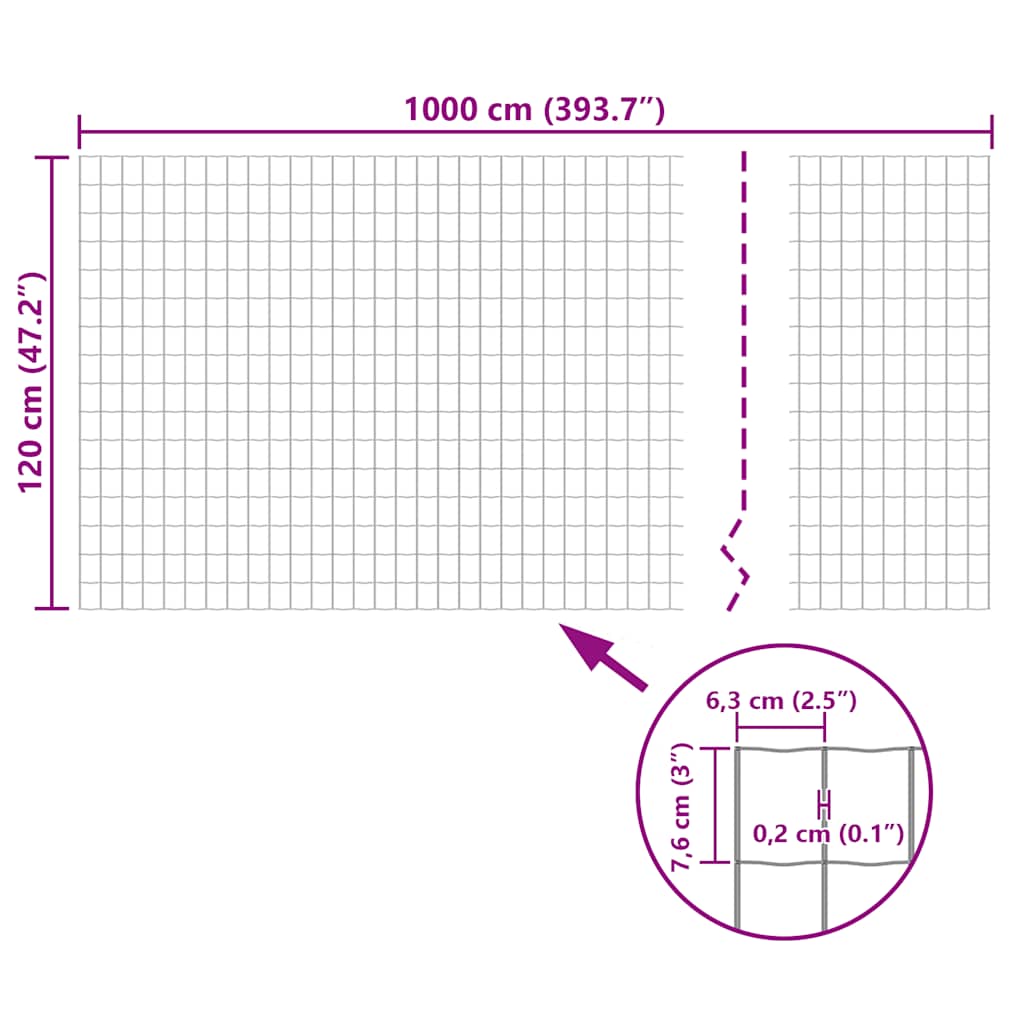 Gitterzaun Maschendraht Schweiß gitter 10x1,2m