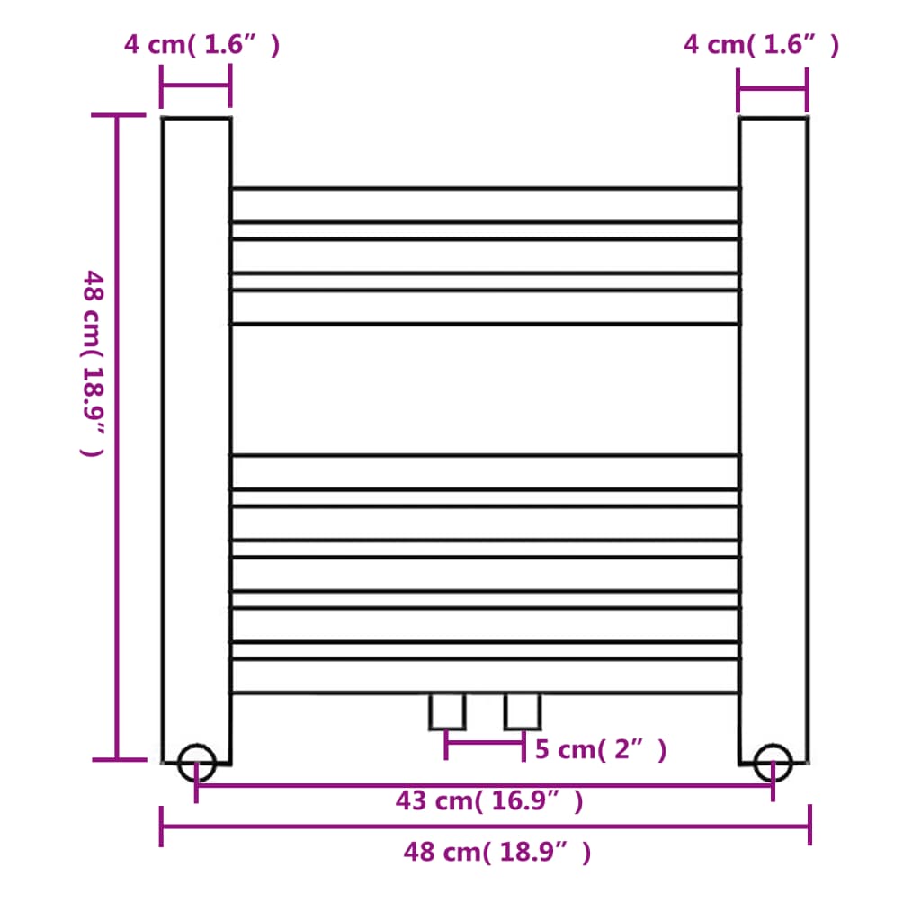Handtuchheizkörper Warmwasser Gerade 480x480 mm