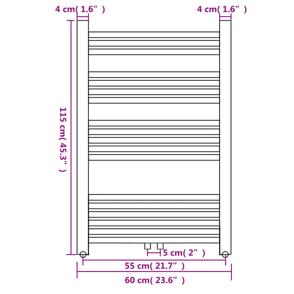 Handtuchheizkörper Warmwasser Gerade 600x1160 mm