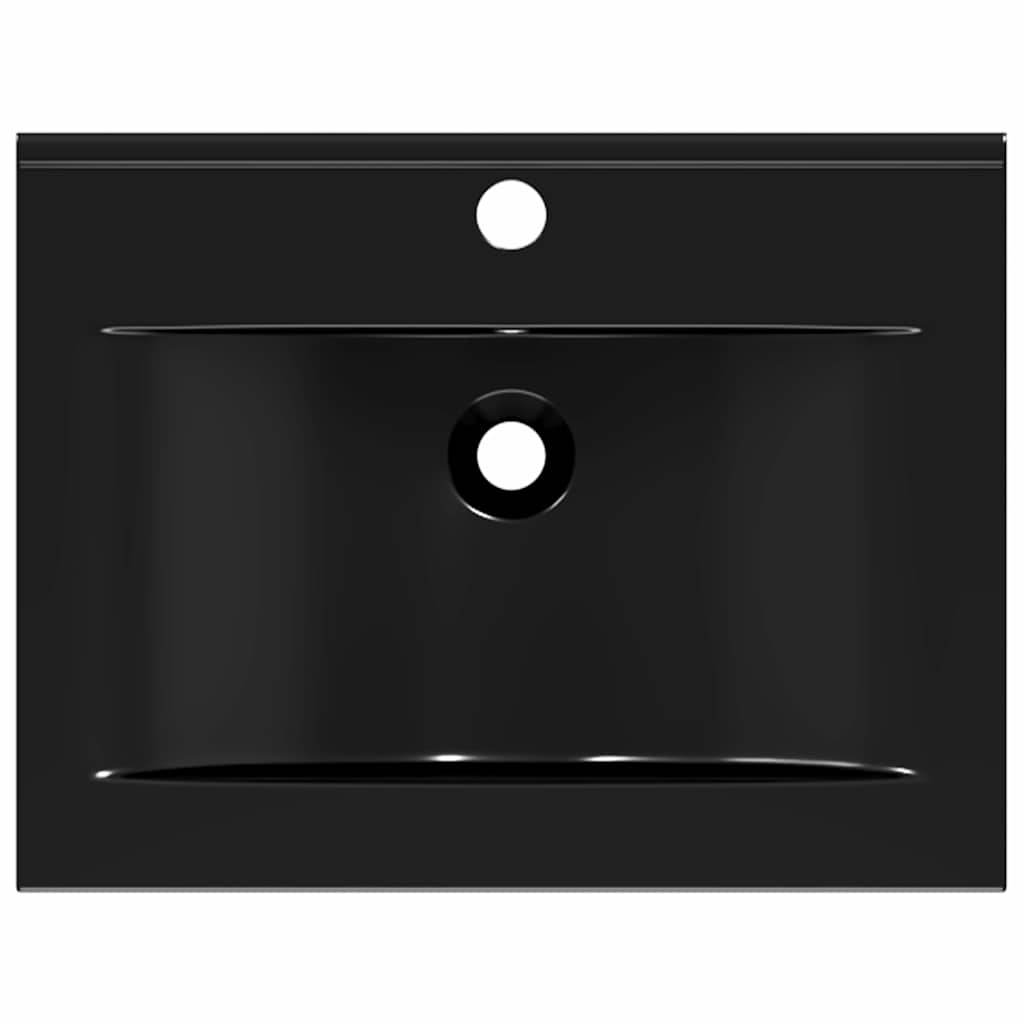 Luxus-Waschbecken Keramik Rechteckig Schwarz mit Hahnloch 60x46 cm