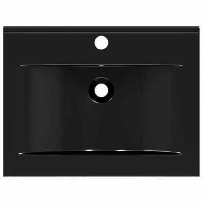 Luxus-Waschbecken Keramik Rechteckig Schwarz mit Hahnloch 60x46 cm