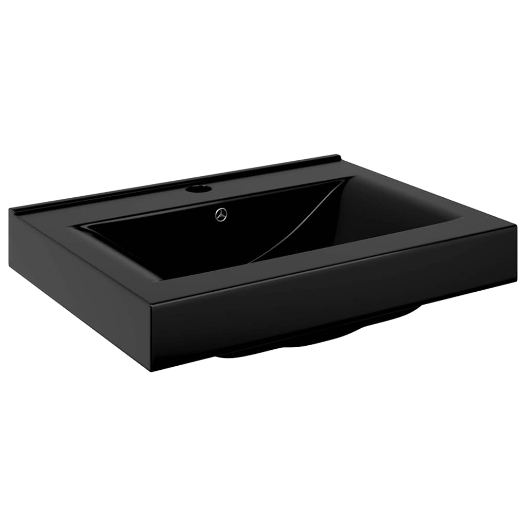 Luxus-Waschbecken Keramik Rechteckig Schwarz mit Hahnloch 60x46 cm