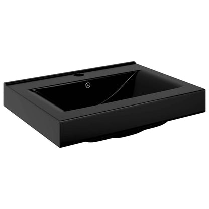 Luxus-Waschbecken Keramik Rechteckig Schwarz mit Hahnloch 60x46 cm