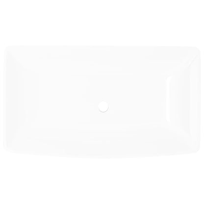 Keramik Waschtisch Waschbecken Rechteckig Weiß 71 x 39 cm