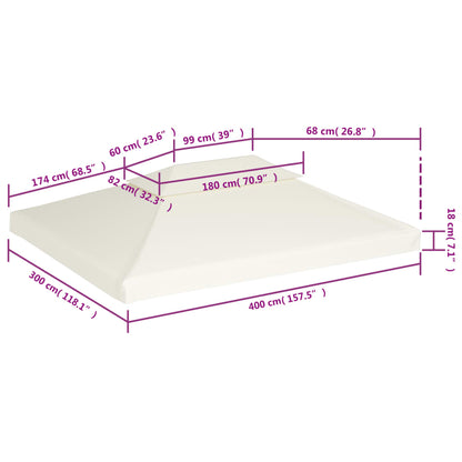 Pavillon-Ersatzdach 310 g/m² Cremeweiß 3x4 m