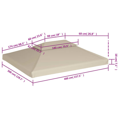 Pavillon-Dachplane Ersatzdach 310 g/m² Beige 3×4 m
