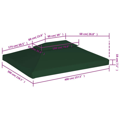 Pavillon-Dachplane Ersatzdach 310 g/m² Grün 3x4 m
