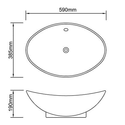 Keramik Waschbecken Keramikspülen Überlauf Oval 59 x 38,5 cm