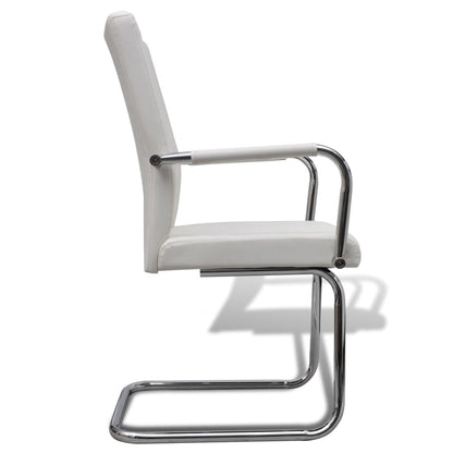 Cantilever Stol 6 stk. Hvidt kunstlæder