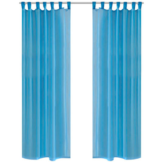 2 x Transparente Gardine Fertiggardine 140 x 225 cm türkis