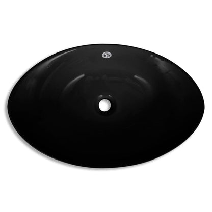 Luxuriöses Keramik Waschbecken Oval Schwarz