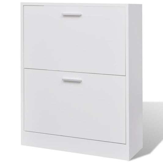 Weißer Holz-Schuhschrank mit 2 Schuhkippern