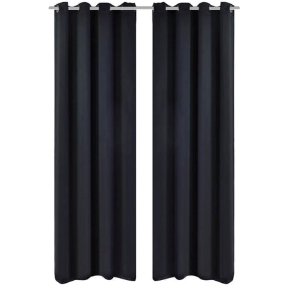 Verdunkelungs-Vorhänge mit Metallringen 135 x 245 cm Schwarz blackout