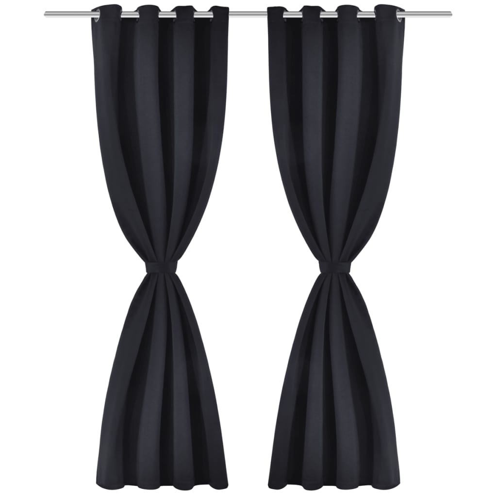 Verdunkelungs-Vorhänge mit Metallringen 135 x 245 cm Schwarz blackout
