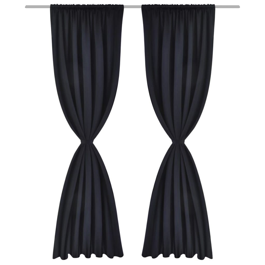 Verdunkelungs-Vorhänge mit Schlaufen 135 x 245 cm Schwarz blackout