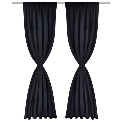 Verdunkelungs-Vorhänge mit Schlaufen 135 x 245 cm Schwarz blackout