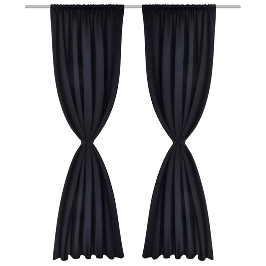 Verdunkelungs-Vorhänge mit Schlaufen 135 x 245 cm Schwarz blackout