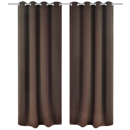 Verdunkelungs-Vorhänge mit Metallringen 135 x 245 cm Braun blackout