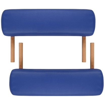 Massagetisch mit Holzrahmen, faltbar 3 Zonen Blau