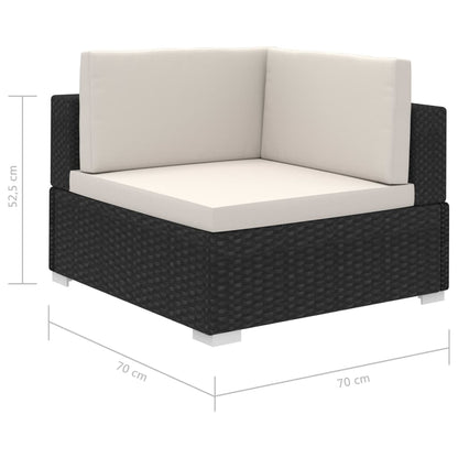 8-tlg. Garten-Lounge-Set mit Auflagen Poly Rattan Schwarz