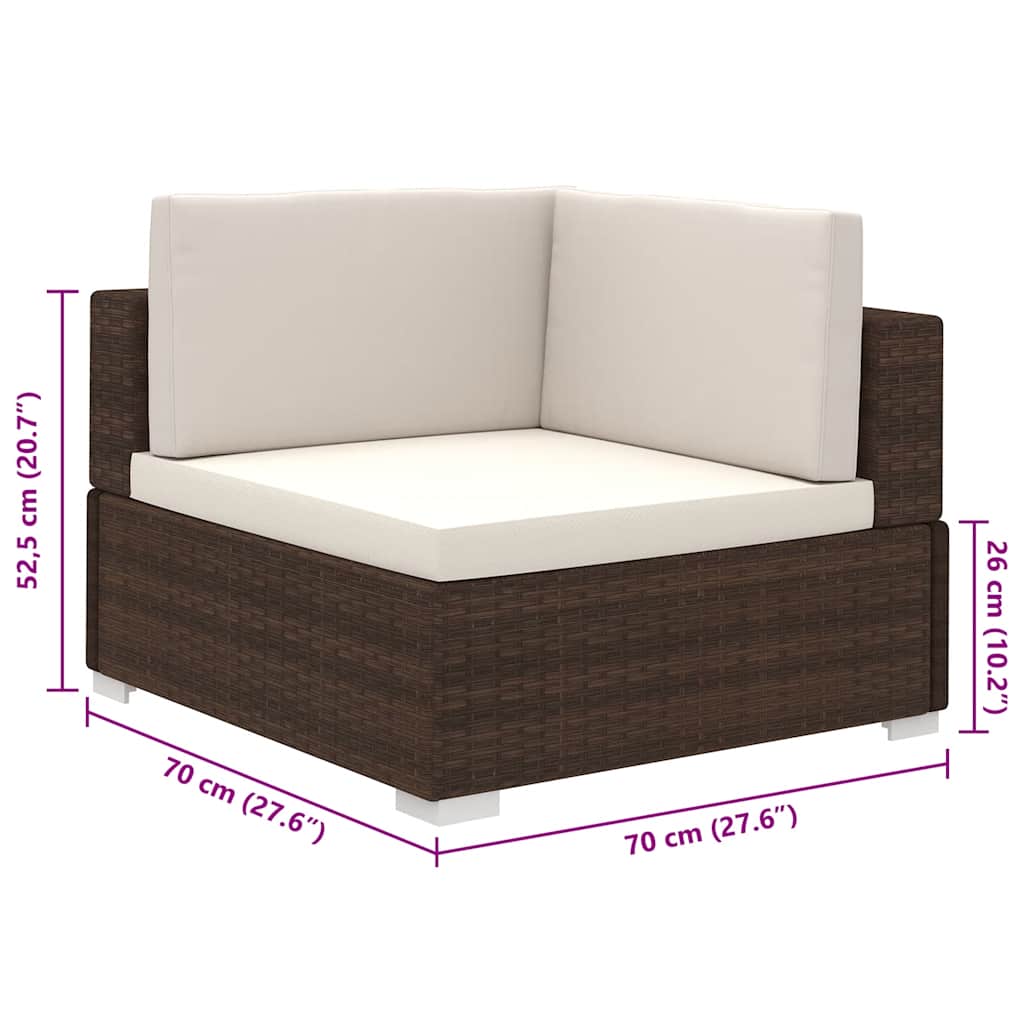 8-tlg. Garten-Lounge-Set mit Auflagen Poly Rattan Braun