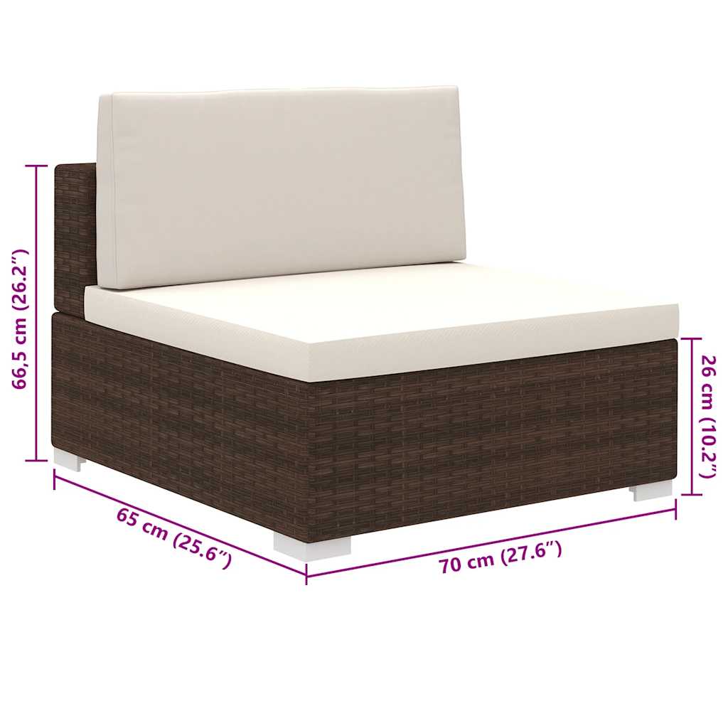 8-tlg. Garten-Lounge-Set mit Auflagen Poly Rattan Braun