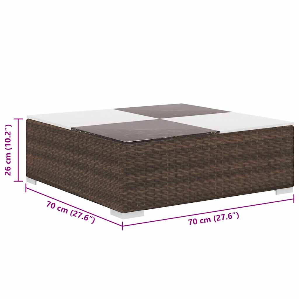 8-tlg. Garten-Lounge-Set mit Auflagen Poly Rattan Braun
