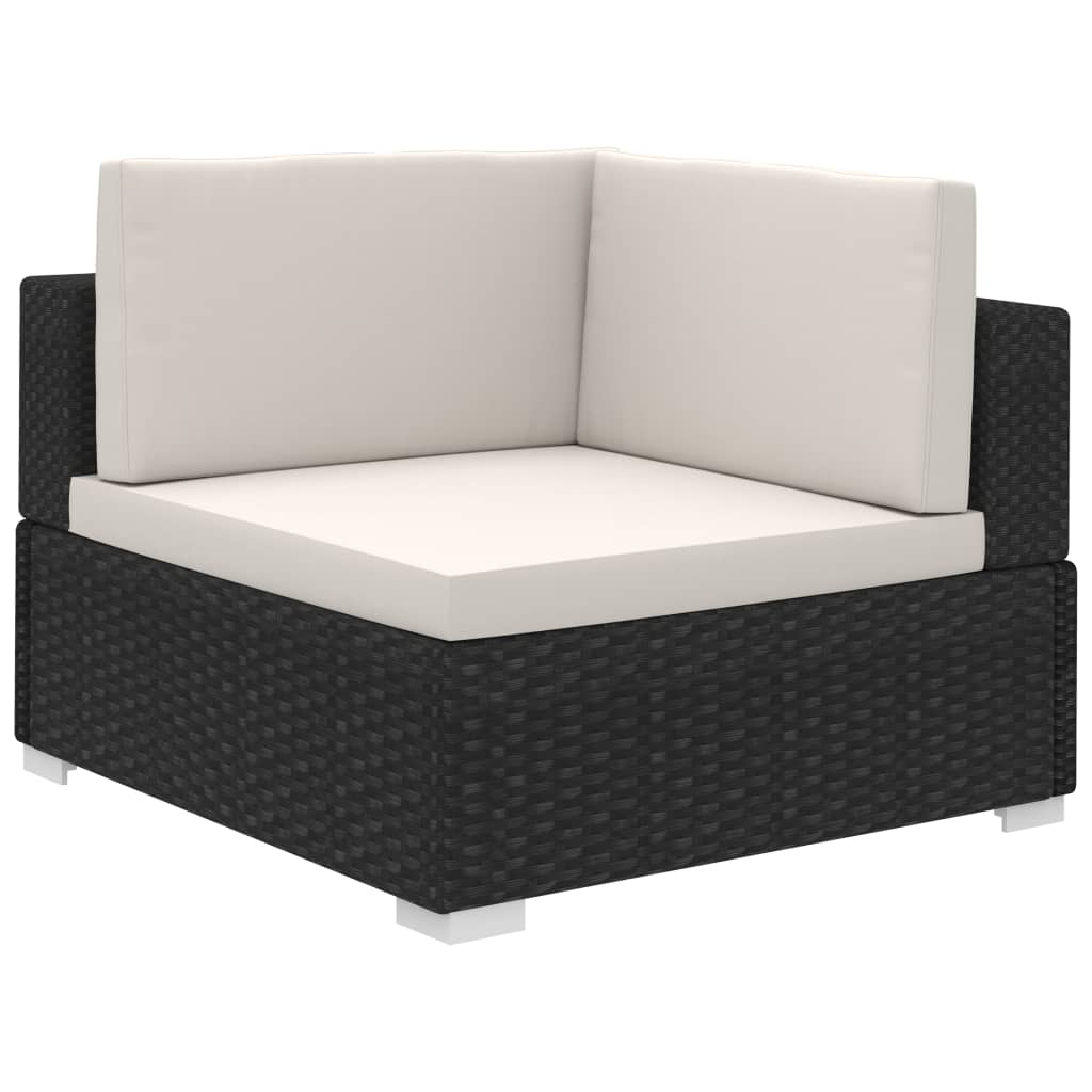 12-tlg. Garten-Lounge-Set mit Auflagen Poly Rattan Schwarz