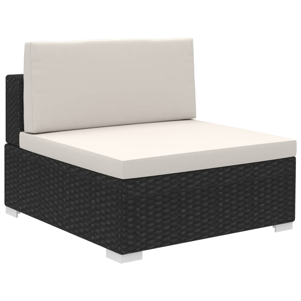 12-tlg. Garten-Lounge-Set mit Auflagen Poly Rattan Schwarz
