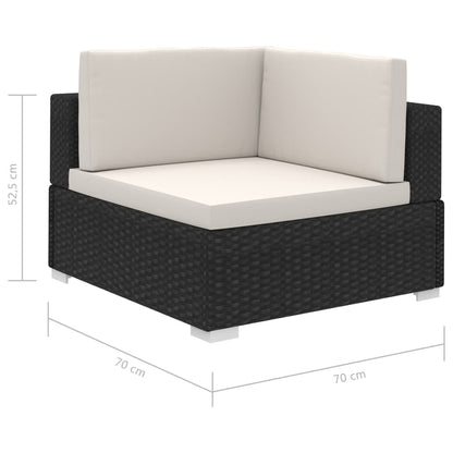 12-tlg. Garten-Lounge-Set mit Auflagen Poly Rattan Schwarz