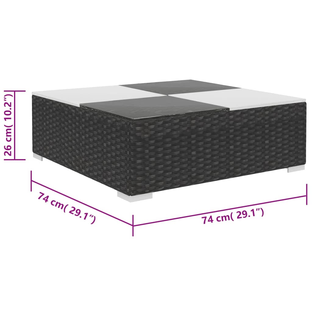 6-tlg. Garten-Lounge-Set mit Auflagen Poly Rattan Schwarz