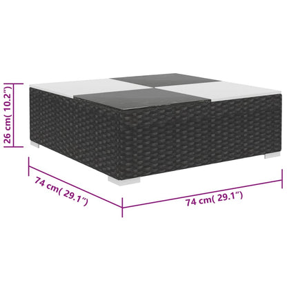 6-tlg. Garten-Lounge-Set mit Auflagen Poly Rattan Schwarz