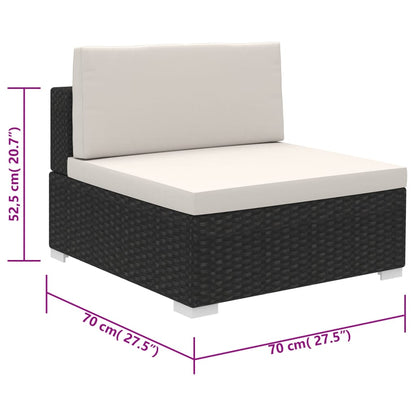 6-tlg. Garten-Lounge-Set mit Auflagen Poly Rattan Schwarz