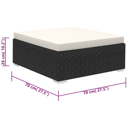 6-tlg. Garten-Lounge-Set mit Auflagen Poly Rattan Schwarz