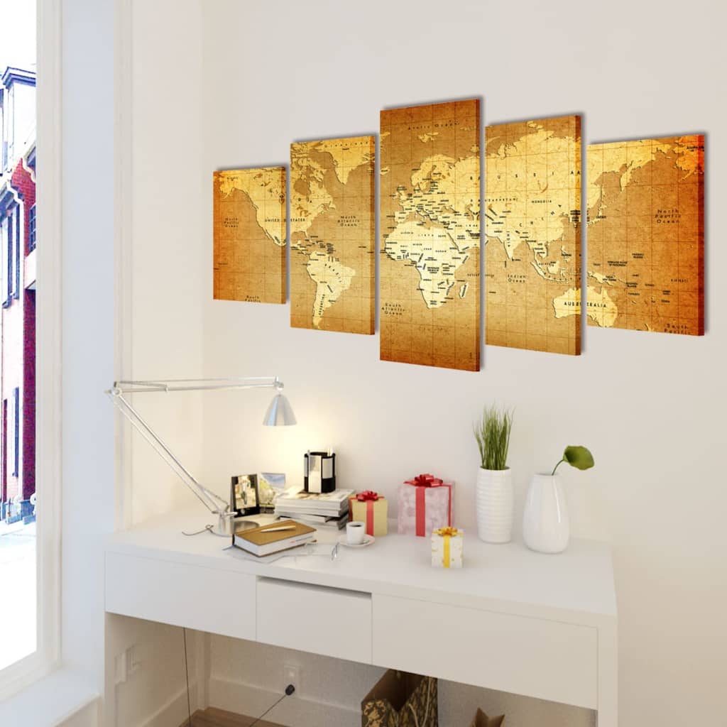 Billeder Dekorationssæt Verdenskort 200 x 100 cm