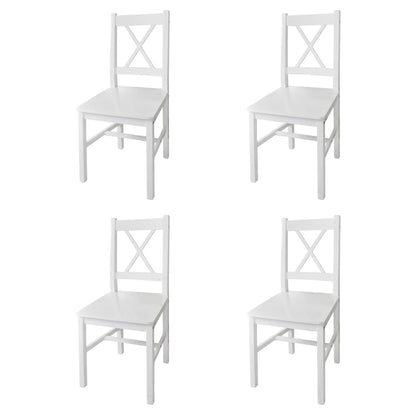 Spisestuestole 4 stk. Hvid Fyrretræ