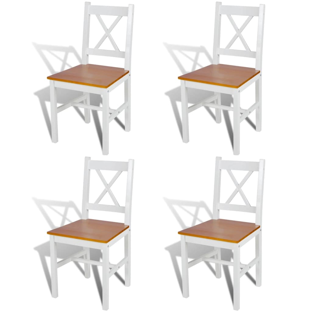 Spisestuestole 4 stk. Hvid Fyrretræ