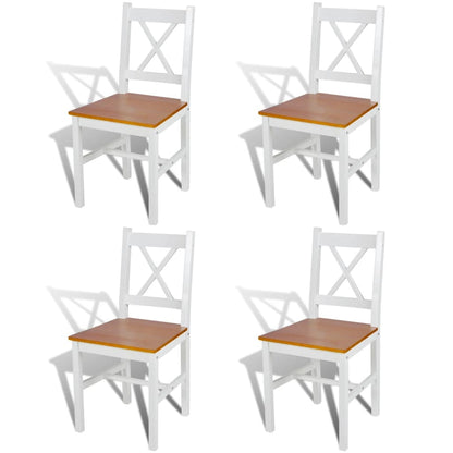 Spisestuestole 4 stk. Hvid Fyrretræ