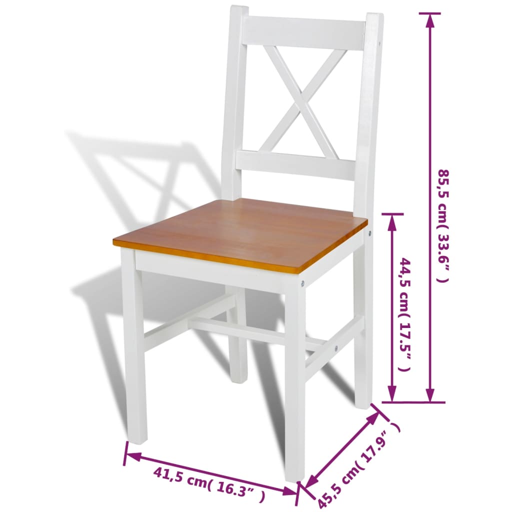 Spisestuestole 4 stk. Hvid Fyrretræ