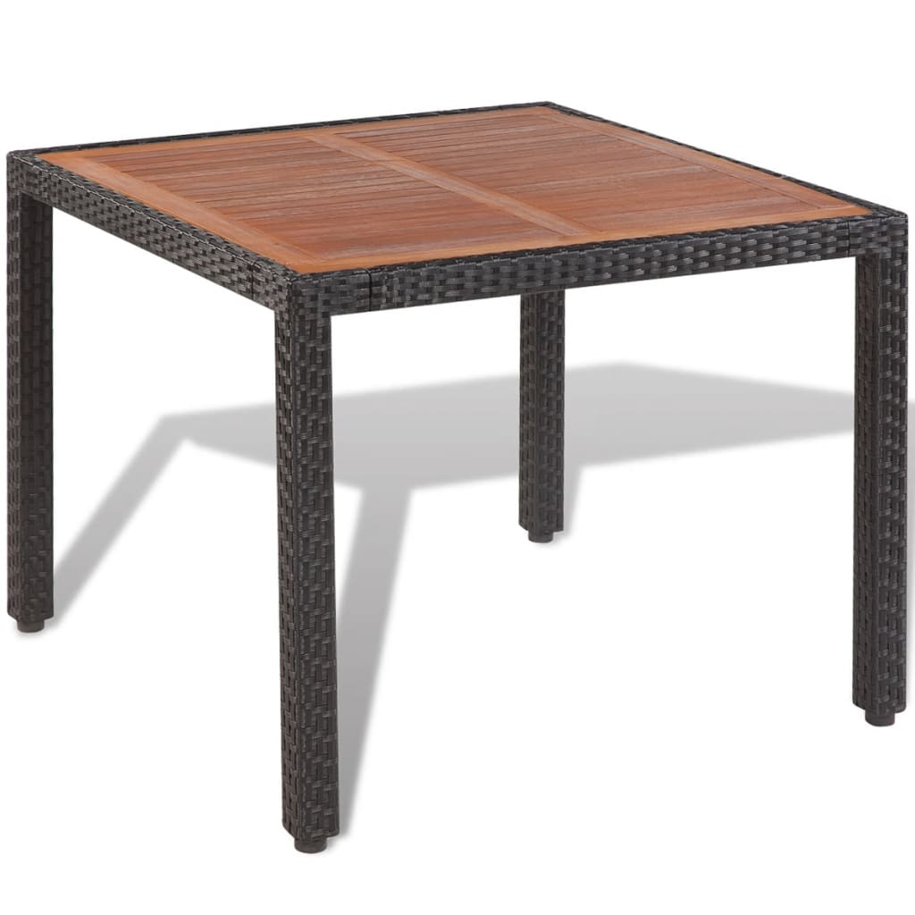 5-tlg. Garten-Essgruppe mit Auflagen Poly Rattan Schwarz